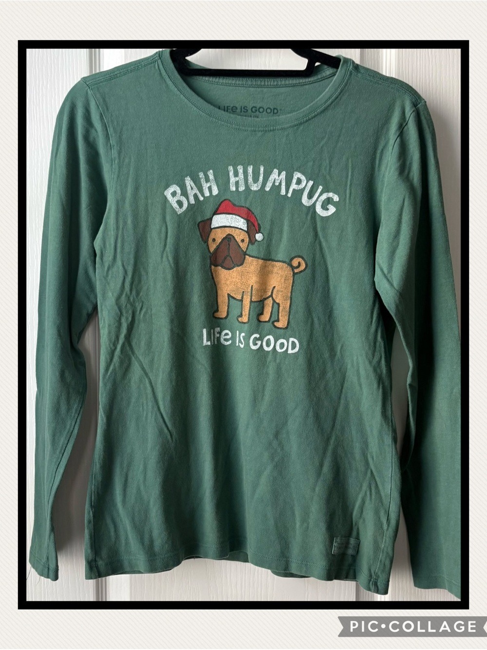 Life Is Good Bah Humpug Long Sleeve Green Crusher Tee